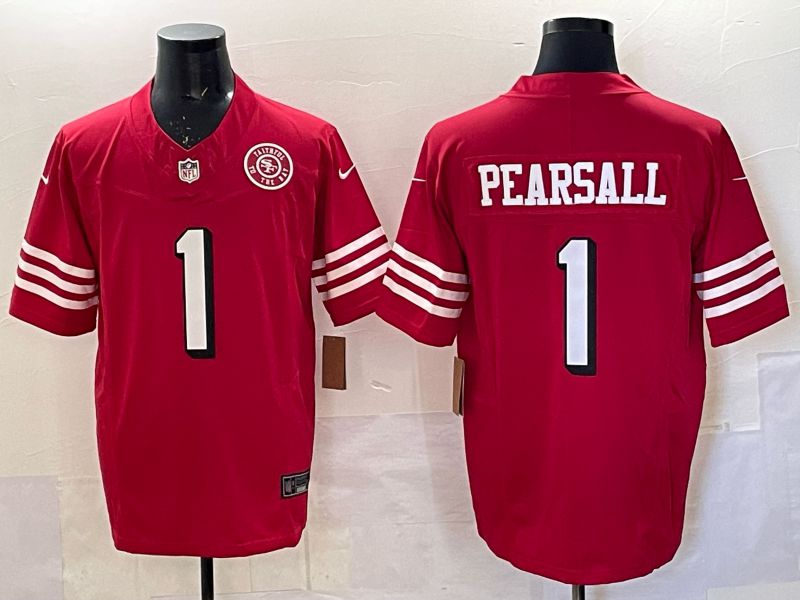 Men 2025 San Francisco 49ers #1 Pearsall red 3th generation Nike Limited NFL Jersey style  0015